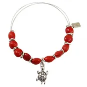 Adjustable Turtle Charm Bangle/Bracelet  for Women w/ Huayruro Red Seed