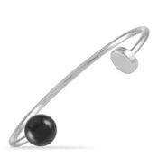 Calvin Klein Bubbly Stainless Steel Onyx Open Bangle Bracelet KJ9RMF04010M