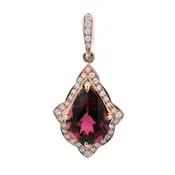 14K ROSE GOLD PINK TOURMALINE DIAMOND ENHANCER/PENDANT