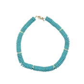 Chunky Turquoise Gemstone Necklace with Gold Accents