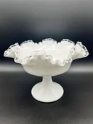 Vintage Fenton Silvercrest Double  ruffle edge bowl