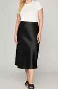 Black Satin Midi Skirt – Bias Cut Skirt
