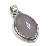 19.3ct Checkerboard Cut Pink Rose Quartz Sterling Silver Slide Pendant