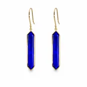 Bezel Set Hexagon Lapis Dangle Earrings | Brilliant Fine + Custom Jewelry