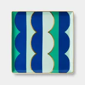 54 Celsius - OCTAEVO Riviera Wave Ceramic Tray/Catchall, Gold accent, 6": Blue