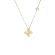 18K Yellow Gold Arabesque Medium Diamond Flower Necklace