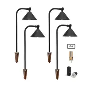 4 Pack Casquette Solid Brass Professional Landscape Pathway Light
