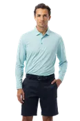 MEN'S SOLMELANGE MINI-STRIPE POLO. TURQ-WHITE. 900841MM