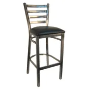 6144B Metal Barstool with Clear Coat Finish and Solid Wood Seat or Vinyl