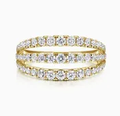 14K Yellow Gold Three Row Diamond Ring