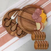 Acacia Round Cheese Board: Box of 10