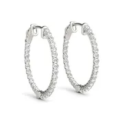 0.76CT Diamond Round Inside-Out Hoop Earrings in 20MM 14K White Gold