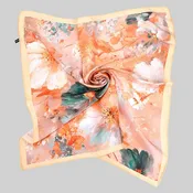 COLORFUL FLOWER PRINT SILKY SQUARE SCARF