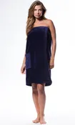 100% Cotton Navy Blue Terry Velour Cloth Spa Wrap, Bath Towel Wrap