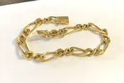 14k Gold French Figaro Link Bracelet - 8.5" - 22.4 Grams - 6.2mm