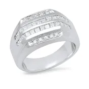 14K White Gold Gentlemens Ring with Diamonds