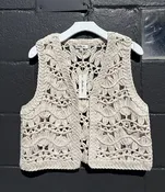 Another Love Briza Crochet Open Knit Vest- Vintage Cream