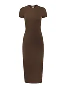 Ribbed Knit Back Slit T-Shirt Dress