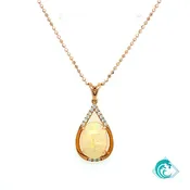 14K Rose Gold Ethiopian Opal Emre Diamond Pendant