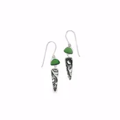 Green Seaglass & Pottery Slice Earrings