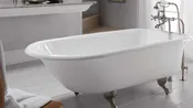 Barclay #CTRN49 Addison Cast Iron Roll Top Clawfoot Tub - White Feet