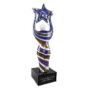 12" Glass Figure with Star and Black Base