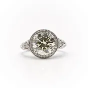 3.53 Carat Round Diamond Vintage Style Halo Engagement Ring