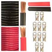 1/0  Interconnecting Copper Cables Kit|10FT Red|10FT Black|10pc 3/8in Lugs