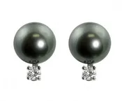 14K Crown Tahitian Stud & Diamond (Select Pearl Size & Gold Color)