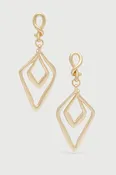 Abstract Double Diamond Open Frame Dangle Earrings