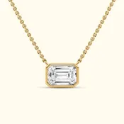 2.00 CTW Bezel-Set Emerald-Cut Lab-Grown Diamond Necklace