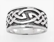 11mm Wide Celtic Knot Sterling Silver Ring Band
