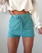 Asymmetrical Raw Hem Skort - Teal
