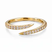 10K Yellow Gold Lab Grown Diamond Bypass Ring for Women