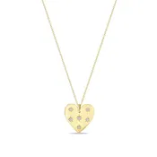 14k Yellow Gold Diamond Heart Necklace