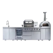 125" 10,8000 BTU 4-Burner Outdoor Kitchen Island Grill with Pizza Oven