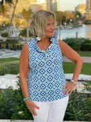 AQUA DIAMOND SLEEVELESS RUFFLE