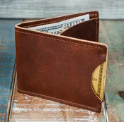 3-Slot Front Pocket Card Sleeve Wallet - 21st Amendment (Tobacco Snakebite Leather)