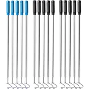 0.7 mm Ballpoint Ink Twist Pen Refills, 15 Pcs Medium Point Metal Smooth Writing Replaceable Ink Refill, Stationery Compatible for Cross Ballpoint Replacement (4.6in M) (Black+Blue, 15)