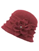100% Wool Vintage Ruffle Flower Bucket Hat/ Cloche Hat