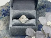 14K White Gold Oval Lab Grown Diamond and Trillion Cut 3-Stone Engagement Ring