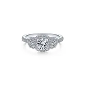 14K Gold 3 Stone Diamond Shank Ring Setting