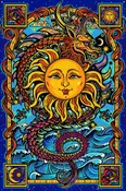 3D - Dragon Sun - Tapestry