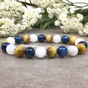 10mm Healing Crystal Bracelet with Natural Moonstone Kyanite and Gold Tiger Eye Handmade Reikei Jewelry Gift