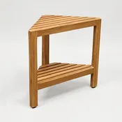 ASTA FURNITUREPRODUCTSTB-011A  ARIS TEAK CORNER SHOWER STOOL, BATH CORNER SIDE TABLE