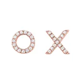 10K Rose Gold "XO" Diamond Stud Earrings