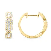 14kt Yellow Gold Diamond Hoop Earrings