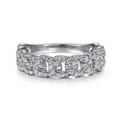 14K Gold Chain Link Stackable Diamond Ring