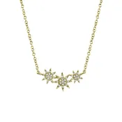 14K Gold Diamond Triple Star Necklace - SC55006110