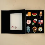 9 SECTION KEEPSAKE BOX BLK LINEN
